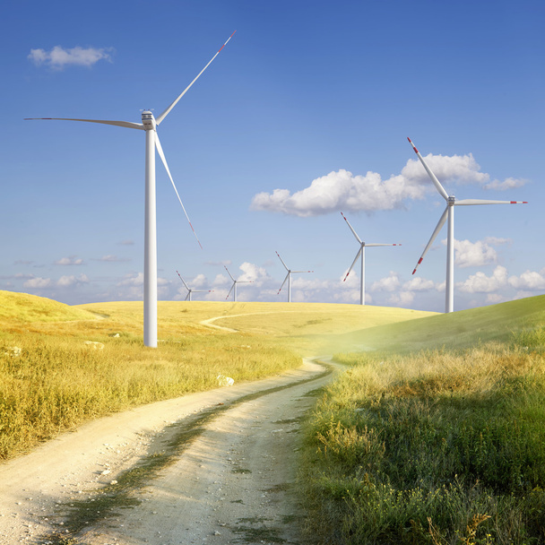 Windmills and the road - Foto, Bild