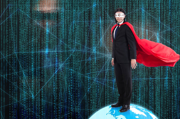 Mann mit Supermächten, die die Welt regieren - Foto, Bild