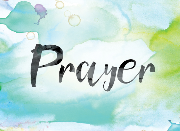 Prayer Colorful Watercolor and Ink Word Art - Photo, Image