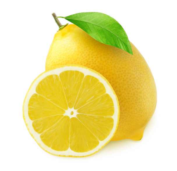 Celého citronu a kousek izolované na bílém - Fotografie, Obrázek
