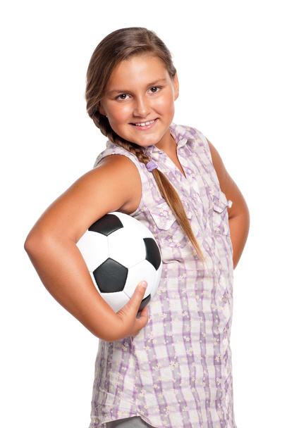 Girl with soccer ball - Φωτογραφία, εικόνα
