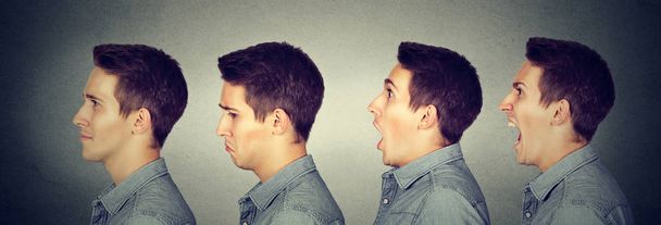 Mood swing. Man with different emotions face expressions  - Fotografie, Obrázek