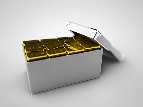 ілюстрація золотих смуг у коробці, Фінансова концепція
 - Фото, зображення