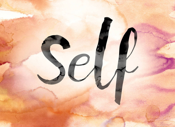 Self Colorful Watercolor and Ink Word Art - Photo, Image