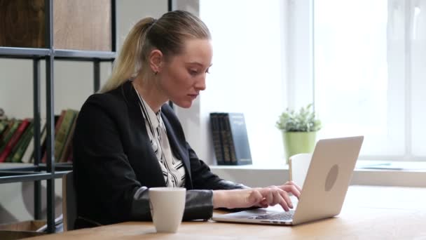 Verlies voor de zakenvrouw, mislukking, die op Laptop werkt - Video