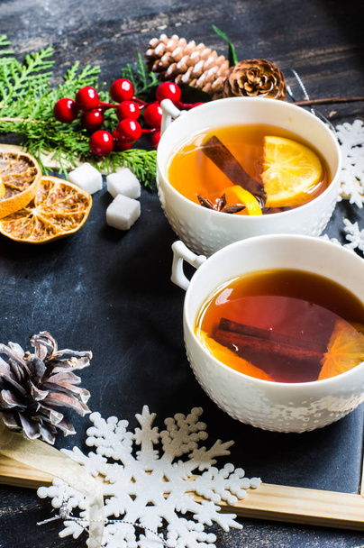 Christmas tea with lemon - Photo, Image