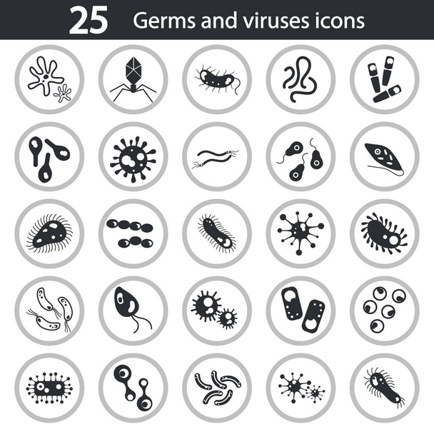 Set of germs and virus simple icons for web and mobile design - Vektor, kép
