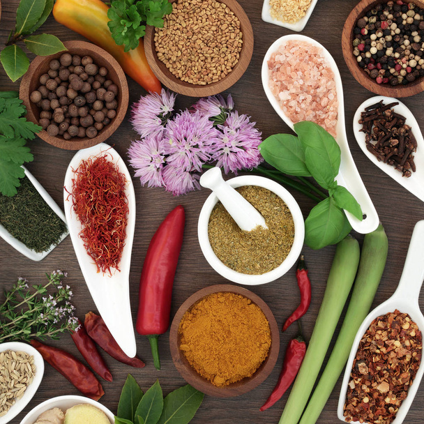 Fresh and Dried Herb and Spice Collection - Foto, Imagem