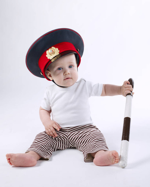 little funny boy in policeman hat - Foto, Imagem