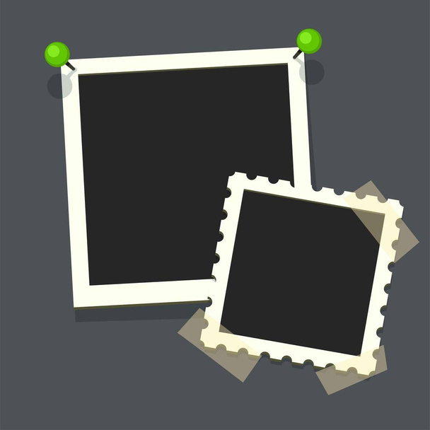Flat vector photo frames on transparency duct tape. Template photo design.Vector illustration in simple style for design and flat motion design - Vector, Image