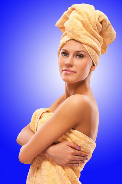 Closeup portrait of young beautiful woman after bath - Valokuva, kuva