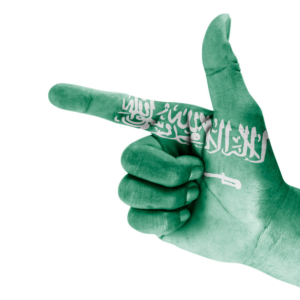 Saudi Arabia Flag On Hand - Foto, afbeelding