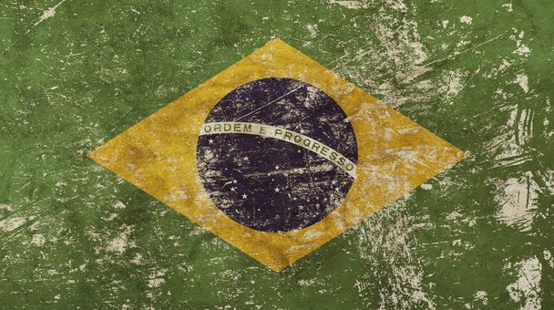 Eski grunge Federatif Cumhuriyeti Brezilya bayrağı soluk - Fotoğraf, Görsel