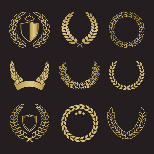 Coronas de laurel silueta en diferentes formas
 - Vector, imagen