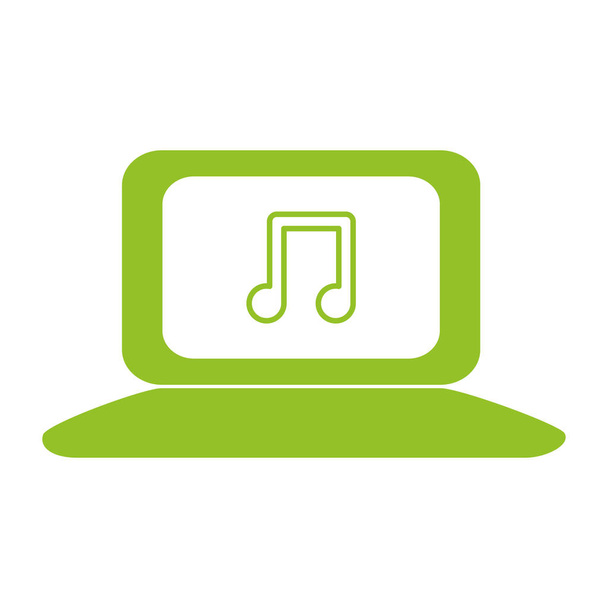 laptop and musical note - Vector, Image