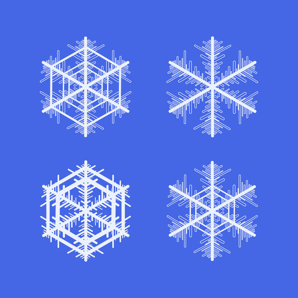 Sammlung von Schneeflocken. Dekoratives Element im Winter. - Vektor, Bild