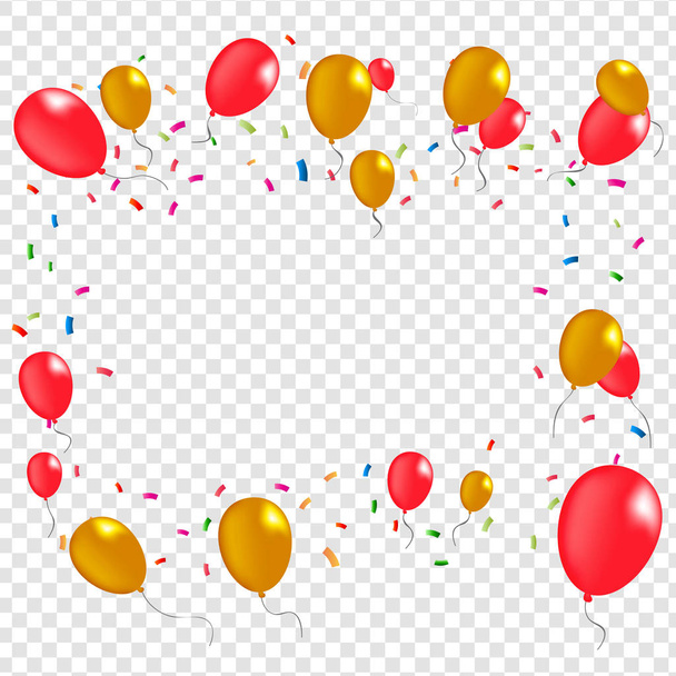 μπαλόνια κόκκινα και χρυσά που φέρουν - Διάνυσμα, εικόνα