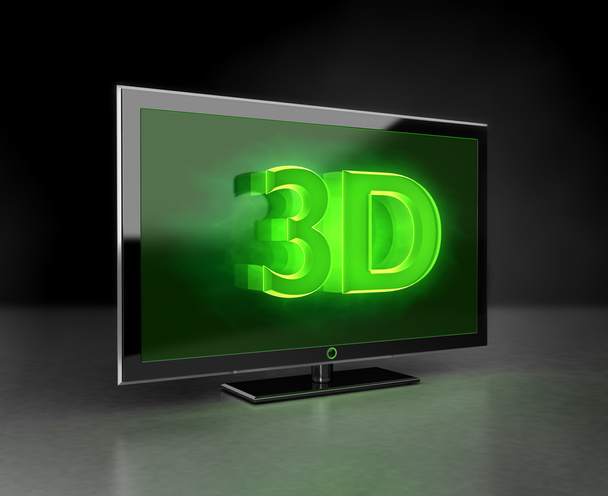 Flat TV - 3D HD concept in green - 写真・画像