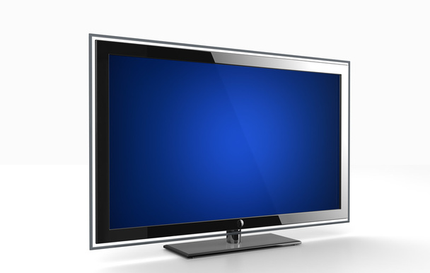 płaski telewizor - widok z perspektywy na białym tle - Zdjęcie, obraz