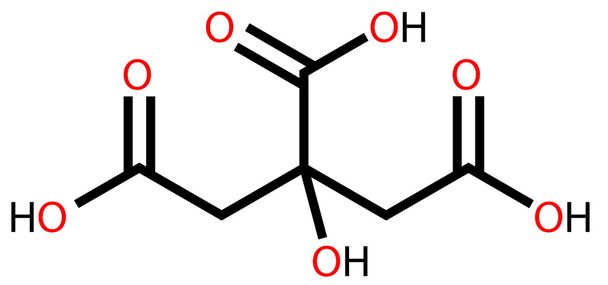 Formule structurelle d'acide citrique (additif alimentaire E330)
 - Vecteur, image