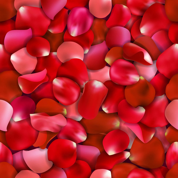 Fondo de San Valentín sin costuras con pétalos de rosa roja cayendo sobre fondo gris, ilustración vectorial. Patrón de amor
 - Vector, Imagen