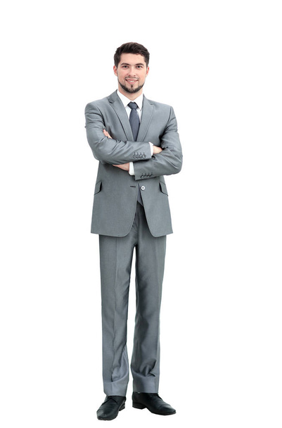 confident is a successful businessman in grey suit - Fotoğraf, Görsel