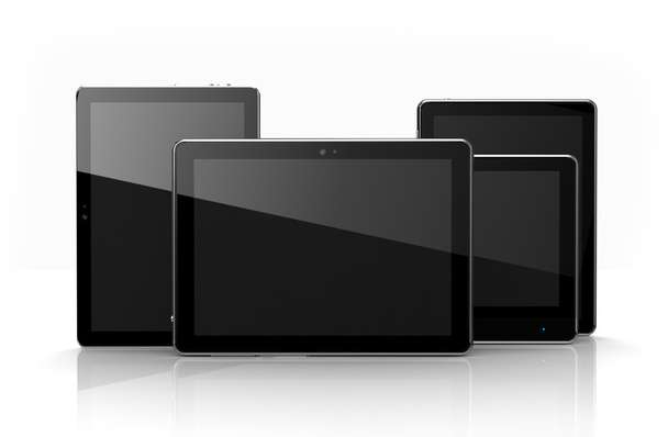 digitale Tablets mit Touchscreens auf weiß - Foto, Bild