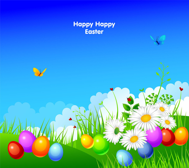 Easter eggs on grass - Вектор,изображение