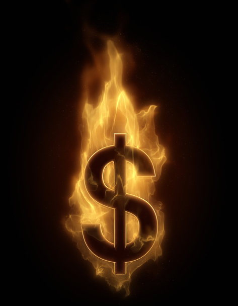 Burning DOLLAR in hot fire - 写真・画像