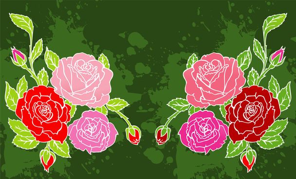 Vector illustration of Background with beauty roses - Вектор,изображение