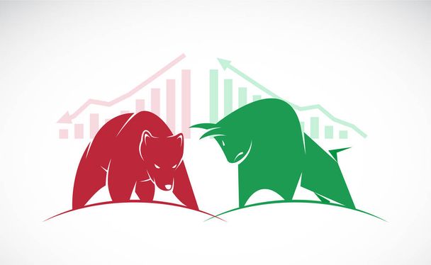 Vector of bull and bear symbols of stock market trends. The grow - Vector, Image
