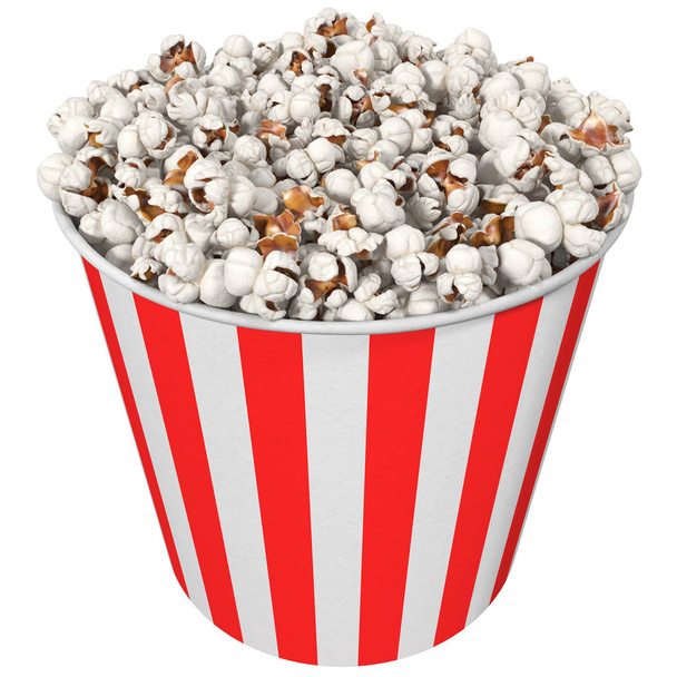 Popcorn w szklance paski, ilustracja 3d - Zdjęcie, obraz