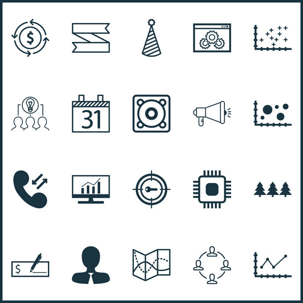 Conjunto de 20 iconos editables universales. Puede ser utilizado para el diseño web, móvil y de aplicaciones. Incluye elementos tales como hoja de ruta, fecha, diagrama de trama y más
. - Vector, imagen