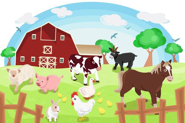 çiftlik hayvanları - Vektör, Görsel