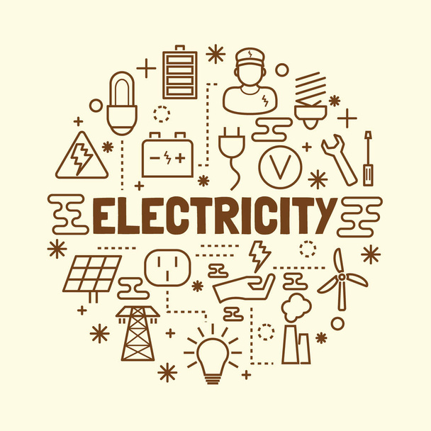 electricity minimal thin line icons set - Vector, Image