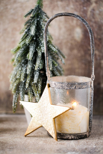 Candlestick. Christmas lantern. Cristmas decoration, greeting ca - Foto, afbeelding