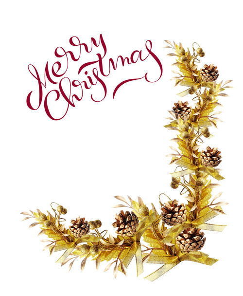 Διακοπές σε διακόσμηση με κείμενο καλά Χριστούγεννα. Γράμματα καλλιγραφία - Φωτογραφία, εικόνα