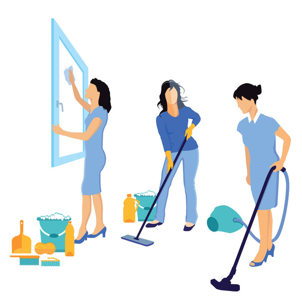 Czyszczenie i sprzątanie domu - Wektor, obraz