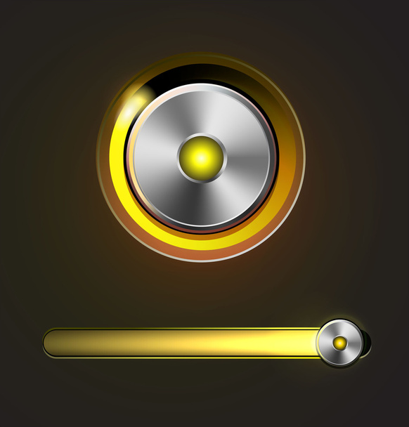 Glossy media player metal button with track bar. - Vector, Image