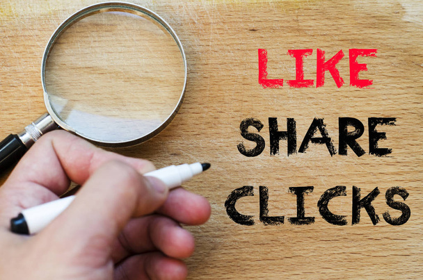 Like share clicks text concept - Photo, Image