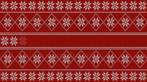 Winter (christmas) style loading 4k video - white knitted pattern on red background - Footage, Video
