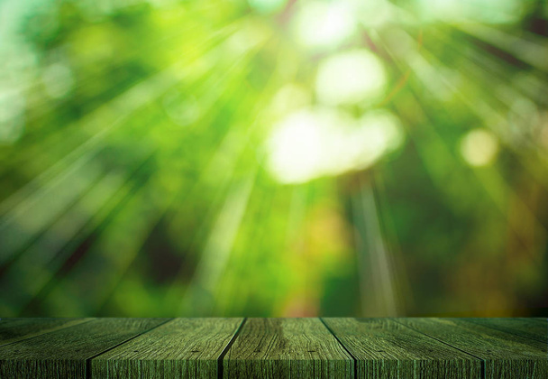 Grunge rustykalny zielony Stół drewniany z bliska - Zdjęcie, obraz