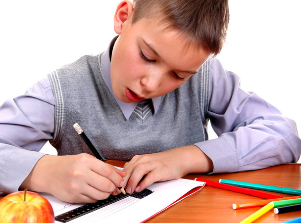 Kid is drawing - Фото, изображение
