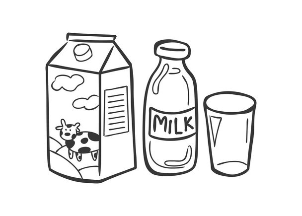 mleka i produktów mlecznych bazgroły - Wektor, obraz