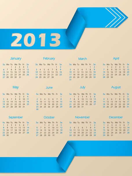 Calendario 2013 con nastro freccia blu
 - Vettoriali, immagini