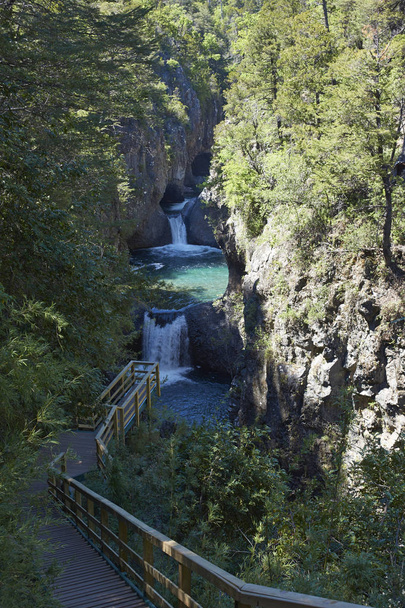 Waterfall Salto de la Leona in Parque Nacional Radal Siete Tazas in Maule, Chile. - Photo, Image