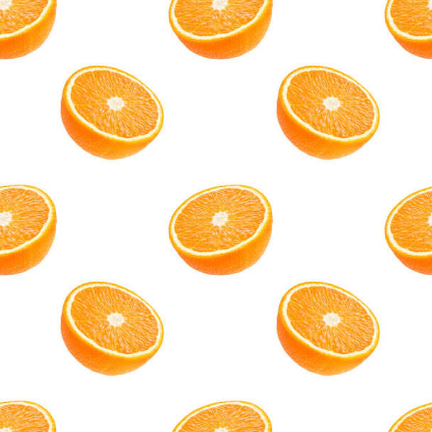 Χωρίς ραφή πρότυπο πορτοκάλια φρούτων απομονωθεί σε λευκό φόντο - Φωτογραφία, εικόνα
