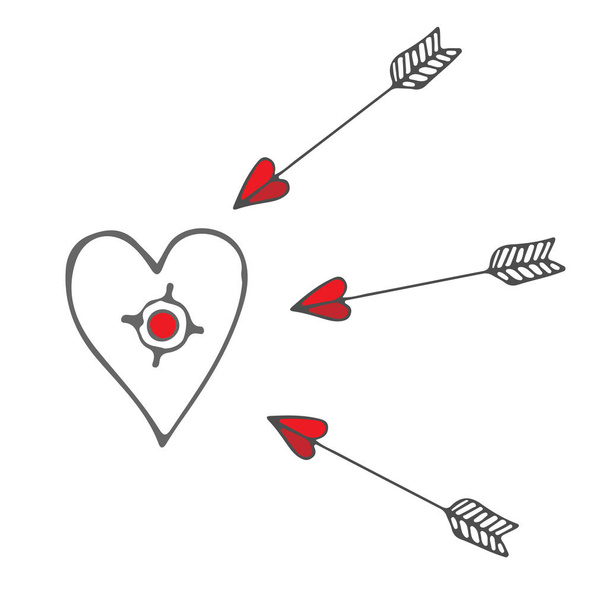 Isolated purpose with a heart and flying arrows - Vector, Image