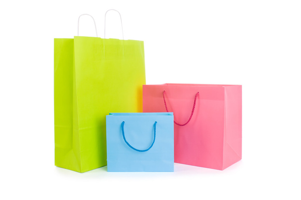 Set of various shopping bags isolated on white - 写真・画像