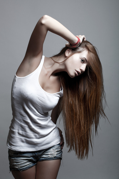 Beautiful hair, portrait of young girl - Foto, Imagem